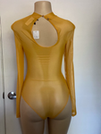 Mustard Mesh Mock Neck Bodysuit