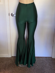 Green Satin Bell Bottom Pants