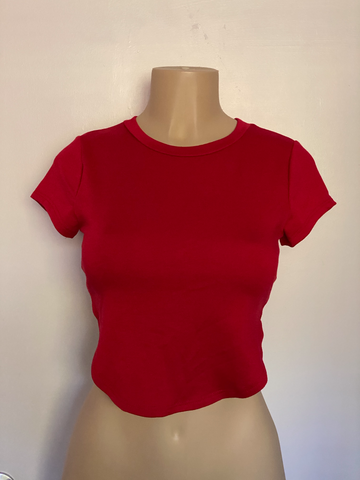 Red Slit Crop Top