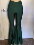 Green Satin Bell Bottom Pants