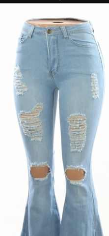 High Rise Fringe Bell Jeans(Plus)