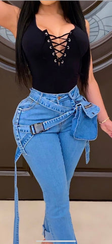 Denim Jeans With Pouch in Front