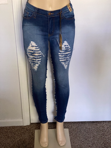 Denim Distressed Skinny Jeans