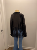 Sequin Fronge Zip Up Jacket